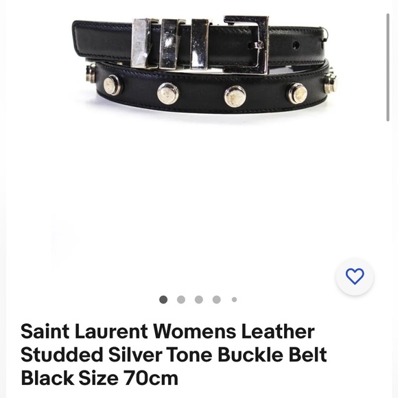 SAINT LAURENT MEN’S CLOUS MONET BLACK LEATHER BELT SILVER STUDS  XL SZ 95 - Picture 14 of 14